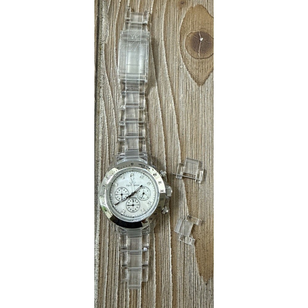 Toy Watch Clear Plasteramic Ladies Mother-of-Pearl Damaged Parts Only